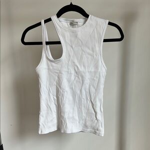 Zara White Ribbed Tank Top